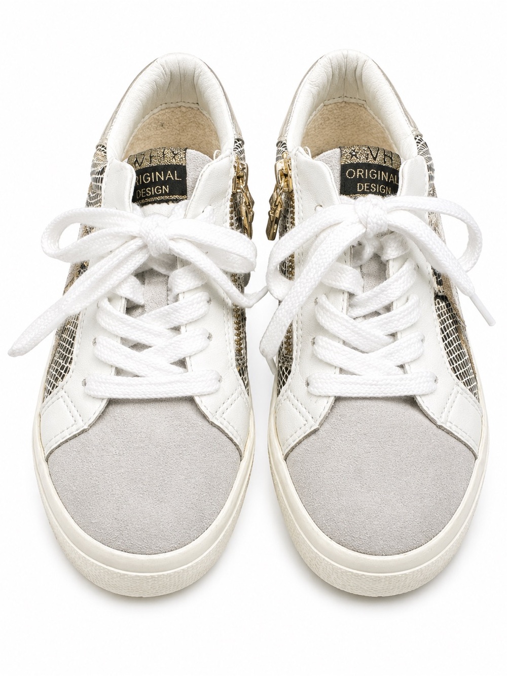 Kids Vintage Havana sneakers white gold lace up star zip lace up shoe size 1